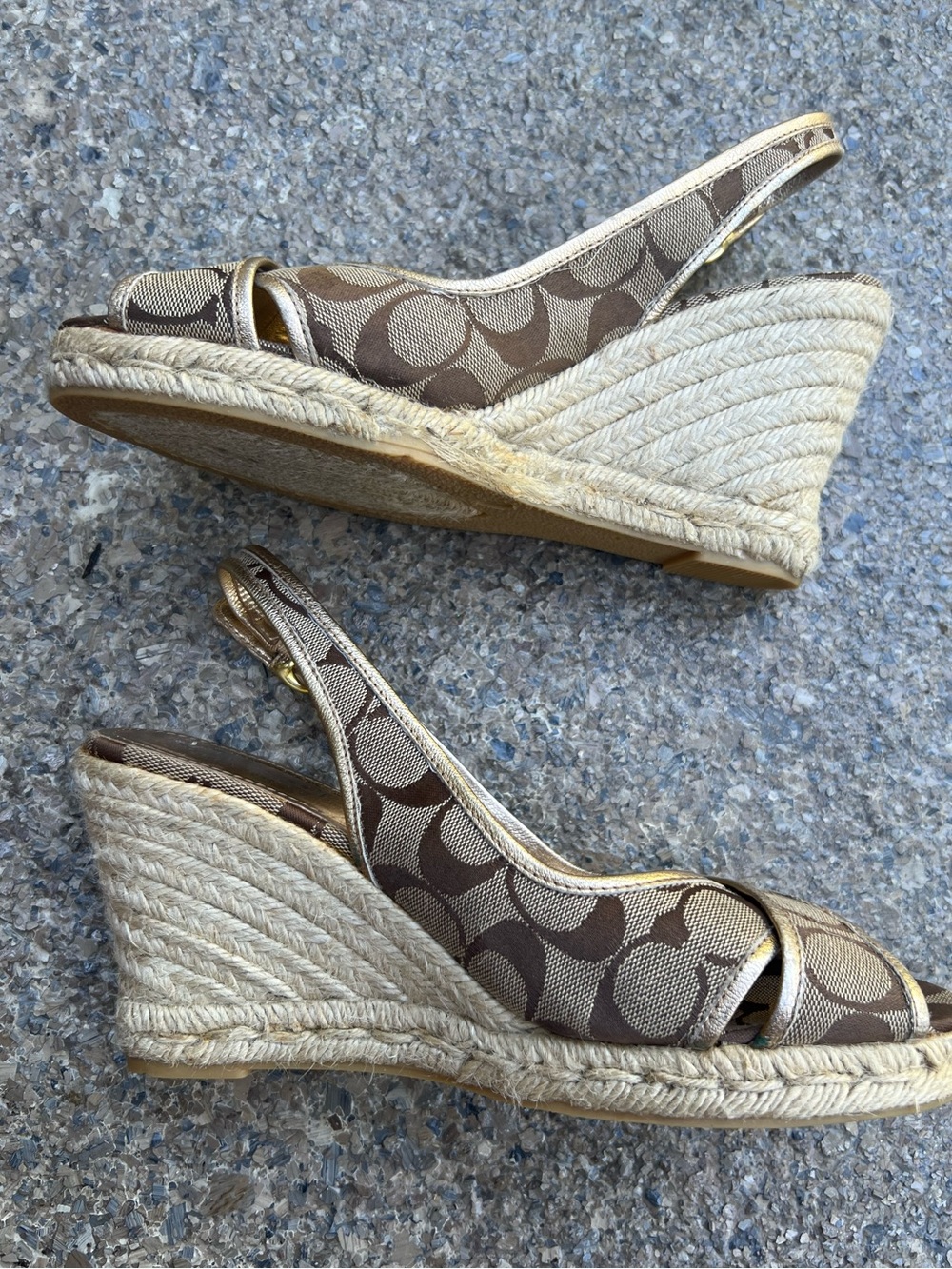 COACH Kara Signature Wedge Espadrille Sandals - Picture 12 of 15